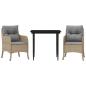 Preview: 3-tlg. Garten-Essgruppe mit Kissen Beige Poly Rattan