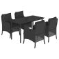 Preview: 5-tlg. Garten-Essgruppe mit Kissen Schwarz Poly Rattan