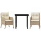 Preview: 3-tlg. Garten-Essgruppe mit Kissen Beige Poly Rattan