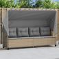 Preview: ARDEBO.de - Sonnenliege mit Dach und Kissen Beige Poly Rattan