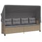 Preview: Sonnenliege mit Dach und Kissen Beige Poly Rattan