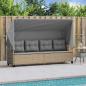 Preview: Sonnenliege mit Dach und Kissen Beige Poly Rattan