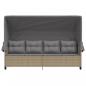 Preview: Sonnenliege mit Dach und Kissen Beige Poly Rattan