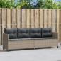 Preview: ARDEBO.de - Sonnenliege mit Kissen Hellgrau Poly Rattan