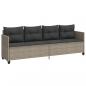 Preview: Sonnenliege mit Kissen Hellgrau Poly Rattan