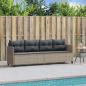 Preview: Sonnenliege mit Kissen Hellgrau Poly Rattan