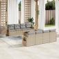 Preview: ARDEBO.de - 9-tlg. Garten-Sofagarnitur mit Kissen Beige Poly Rattan