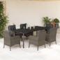 Preview: ARDEBO.de - 7-tlg. Garten-Essgruppe mit Kissen Grau Poly Rattan