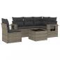 Preview: 6-tlg. Garten-Sofagarnitur mit Kissen Grau Poly Rattan