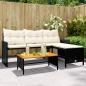 Preview: ARDEBO.de - Gartensofa in L-Form mit Tisch und Kissen Schwarz Poly Rattan