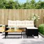 Preview: Gartensofa in L-Form mit Tisch und Kissen Schwarz Poly Rattan