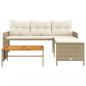 Preview: Gartensofa in L-Form mit Tisch und Kissen Beige Poly Rattan