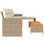 Preview: Gartensofa in L-Form mit Tisch und Kissen Beige Poly Rattan