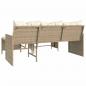 Preview: Gartensofa in L-Form mit Tisch und Kissen Beige Poly Rattan