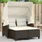 Preview: ARDEBO.de - Gartensofa 2-Sitzer mit Dach und Hockern Braun Poly Rattan