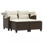 Preview: Gartensofa 2-Sitzer mit Dach und Hockern Braun Poly Rattan
