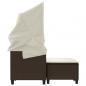 Preview: Gartensofa 2-Sitzer mit Dach und Hockern Braun Poly Rattan