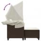 Preview: Gartensofa 2-Sitzer mit Dach und Hockern Braun Poly Rattan