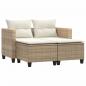 Preview: Gartensofa 2-Sitzer mit Hockern Beige Poly Rattan