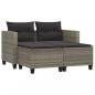 Preview: Gartensofa 2-Sitzer mit Hockern Hellgrau Poly Rattan