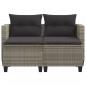 Preview: Gartensofa 2-Sitzer mit Hockern Hellgrau Poly Rattan