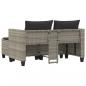 Preview: Gartensofa 2-Sitzer mit Hockern Hellgrau Poly Rattan