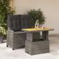 Preview: ARDEBO.de - 2-tlg. Garten-Essgruppe mit Kissen Grau Poly Rattan