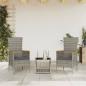 Preview: ARDEBO.de - 3-tlg. Garten-Essgruppe mit Kissen Grau Poly Rattan