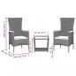 Preview: 3-tlg. Garten-Essgruppe mit Kissen Grau Poly Rattan