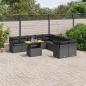 Preview: ARDEBO.de - 11-tlg. Garten-Sofagarnitur mit Kissen Schwarz Poly Rattan