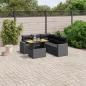 Preview: ARDEBO.de - 6-tlg. Garten-Sofagarnitur mit Kissen Schwarz Poly Rattan