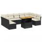 Preview: 10-tlg. Garten-Sofagarnitur mit Kissen Schwarz Poly Rattan
