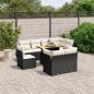 Preview: ARDEBO.de - 9-tlg. Garten-Sofagarnitur mit Kissen Schwarz Poly Rattan