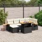 Preview: ARDEBO.de - 7-tlg. Garten-Sofagarnitur mit Kissen Schwarz Poly Rattan