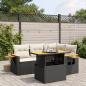 Preview: ARDEBO.de - 5-tlg. Garten-Sofagarnitur mit Kissen Schwarz Poly Rattan