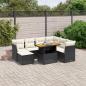 Preview: ARDEBO.de - 8-tlg. Garten-Sofagarnitur mit Kissen Schwarz Poly Rattan