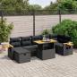 Preview: ARDEBO.de - 8-tlg. Garten-Sofagarnitur mit Kissen Schwarz Poly Rattan