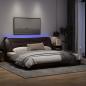 Preview: Bettgestell mit LED Dunkelbraun 200x200 cm Stoff