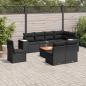 Preview: ARDEBO.de - 9-tlg. Garten-Sofagarnitur mit Kissen Schwarz Poly Rattan