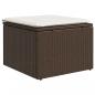 Preview: Gartenhocker mit Kissen Braun 55x55x37 cm Poly Rattan
