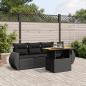 Preview: ARDEBO.de - 5-tlg. Garten-Sofagarnitur mit Kissen Schwarz Poly Rattan