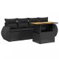 Preview: 5-tlg. Garten-Sofagarnitur mit Kissen Schwarz Poly Rattan