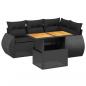 Preview: 5-tlg. Garten-Sofagarnitur mit Kissen Schwarz Poly Rattan