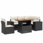 Preview: 6-tlg. Garten-Sofagarnitur mit Kissen Schwarz Poly Rattan