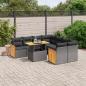 Preview: ARDEBO.de - 9-tlg. Garten-Sofagarnitur mit Kissen Schwarz Poly Rattan