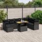 Preview: ARDEBO.de - 9-tlg. Garten-Sofagarnitur mit Kissen Schwarz Poly Rattan