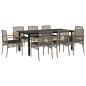 Preview: 9-tlg. Garten-Essgruppe mit Kissen Grau Poly Rattan