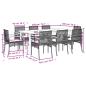 Preview: 9-tlg. Garten-Essgruppe mit Kissen Grau Poly Rattan