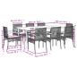 Preview: 9-tlg. Garten-Essgruppe mit Kissen Grau Poly Rattan