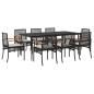 Preview: 9-tlg. Garten-Essgruppe mit Kissen Schwarz Poly Rattan